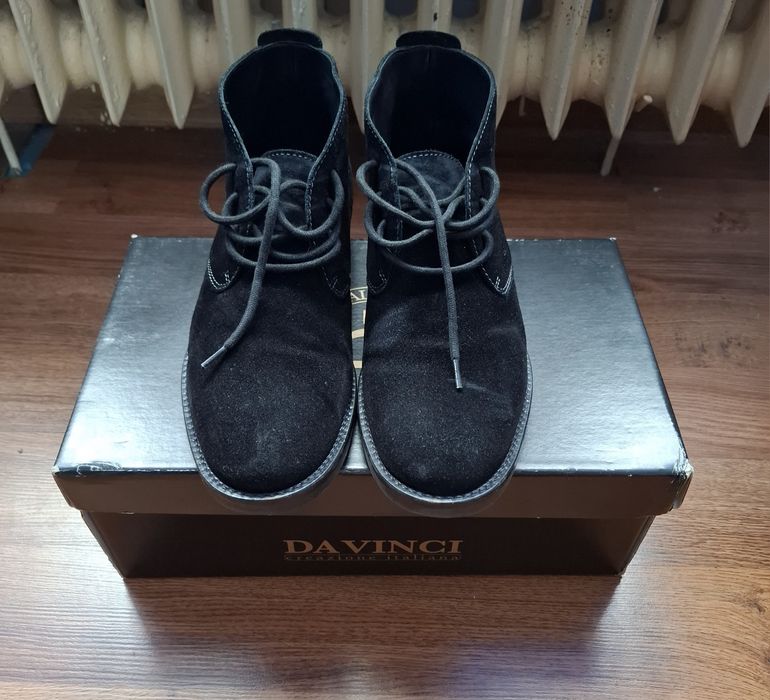 Ghete barbati, negre, piele întoarsă, nr 41