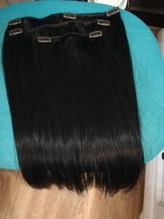 Естествена коса.Черна. Ползвана 2 пъти