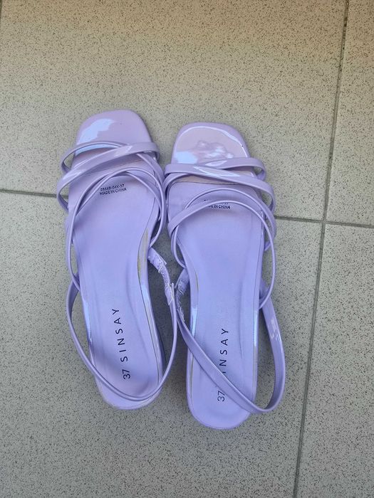 Бледолилави дамски сандали с удобен ток 4 сантиметра, 37 номер