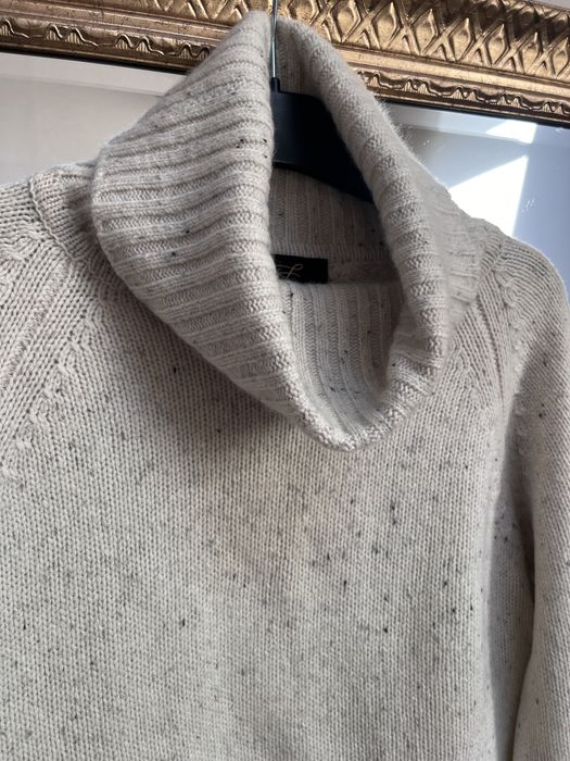 Pure Cashmere, pulover premium, 100% cașmir, tricot gros, gât înalt, crem