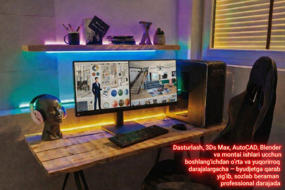 Dasturlash, 3D, Montaj va Dizayn uchun PC yig‘ib beraman