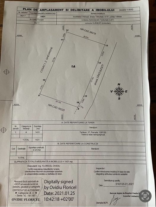 3 loturi teren intravilan -comuna vlădesti ,strada Țânțurești,Vâlcea