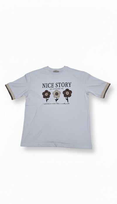 НОВА Тениска 100% ПАМУК с бродерия – Oversize модел (отговаря на XL)