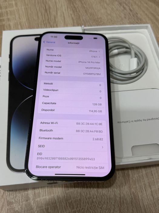 iPhone 14 Pro Max ,Liber rețea,Impecabil , Factura