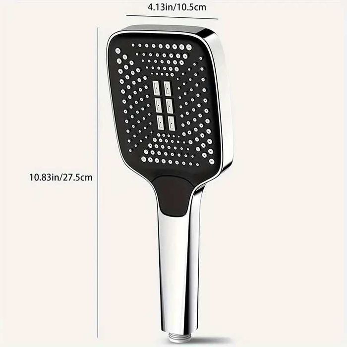 Правоъгълна душ слушалка с дъждовно усещане и 3 Функции