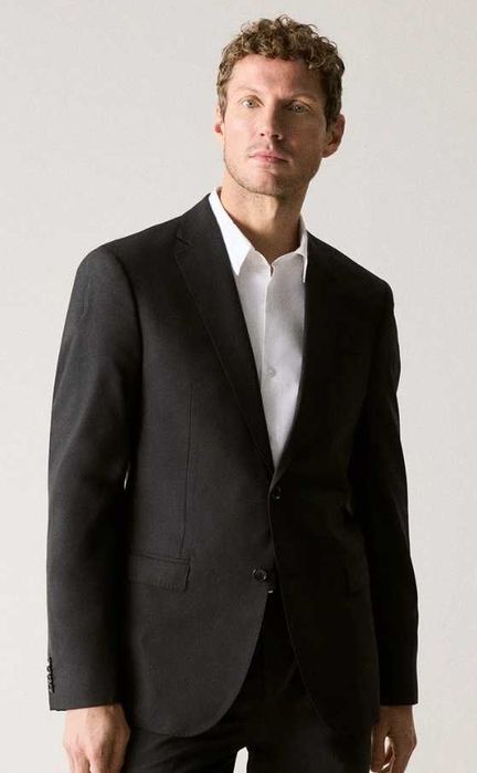 Sacou blazer slim 36 S slim Massimo Dutti NOU lana finest Italian negr