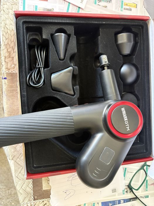 Pistol de masaj profesional WMARK GYM – 5 capete, 10 viteze, 3300 RPM