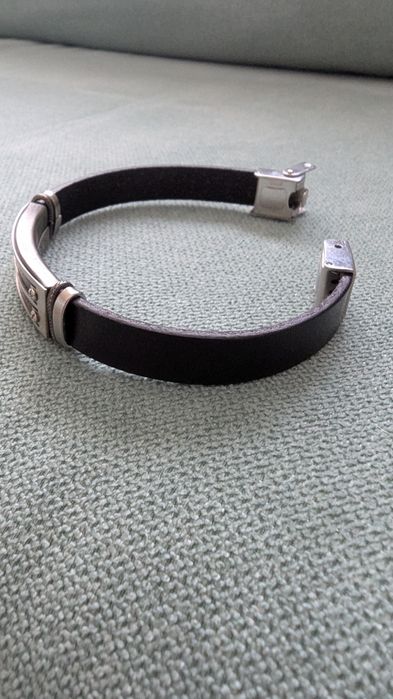 Мъжка гривна естествена кожа/ стомана