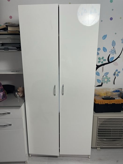 Гардероб 80/180 бял гланц