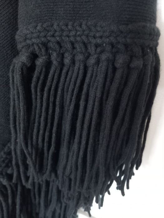 Черно пончо, вълна и кашмир