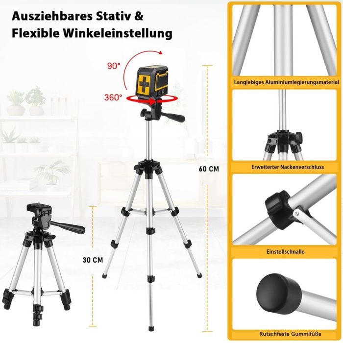 Nivelă laser ASOBRIS X6-B2 cu laser verde + trepied, autonivelantă