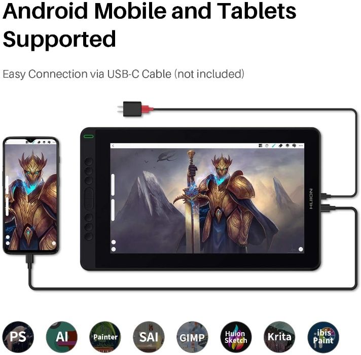 Графический планшет с экраном Huion Kamvas 13 + Перчатка