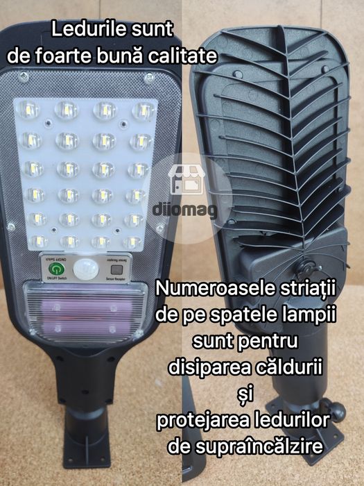 Lampa LED 120W cu panou fotovoltaic detasabil, senzori si telecomanda