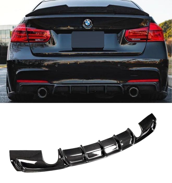 Difuzor bara spate compatibil BMW Seria 3 F30 negru lucios plug and play