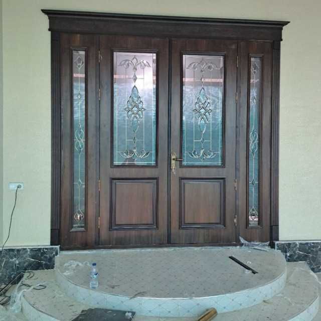 Gulli naqshli shotlandka oynalar mdf eshiklar uchun