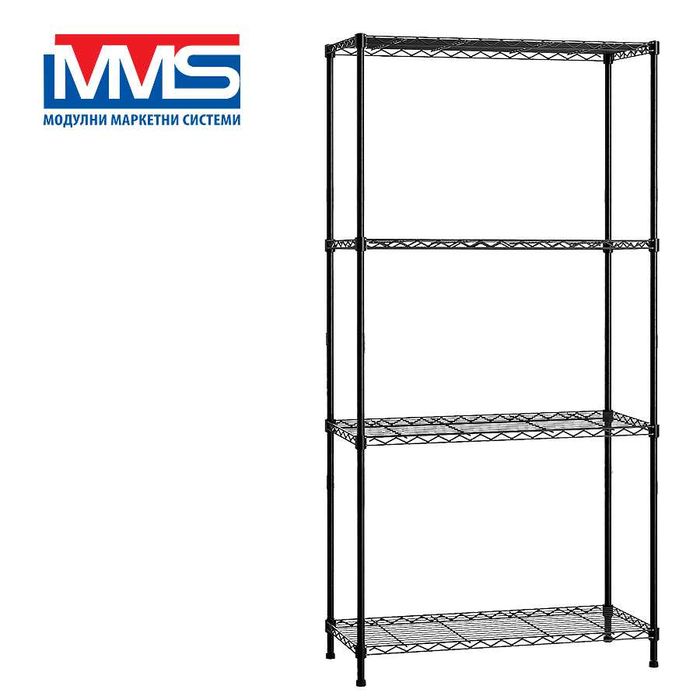 Стелаж Телен LUX Valerii, 4х200 кг, 182х91х45 см, Стомана, Черен