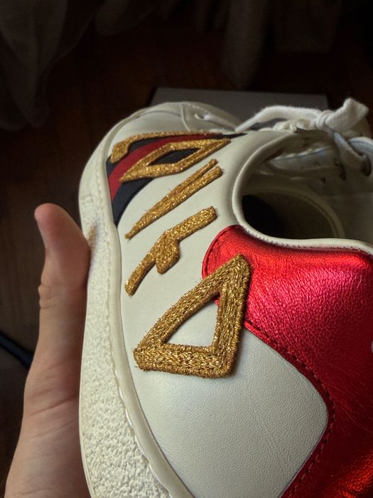 Gucci Ace Embroidered "Loved" Sneakers