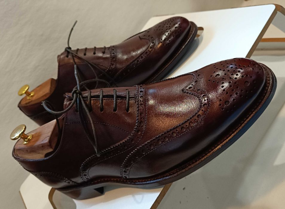 Pantofi oxford de lux 43.5 44 lucrati manual WINDSOR. piele naturala