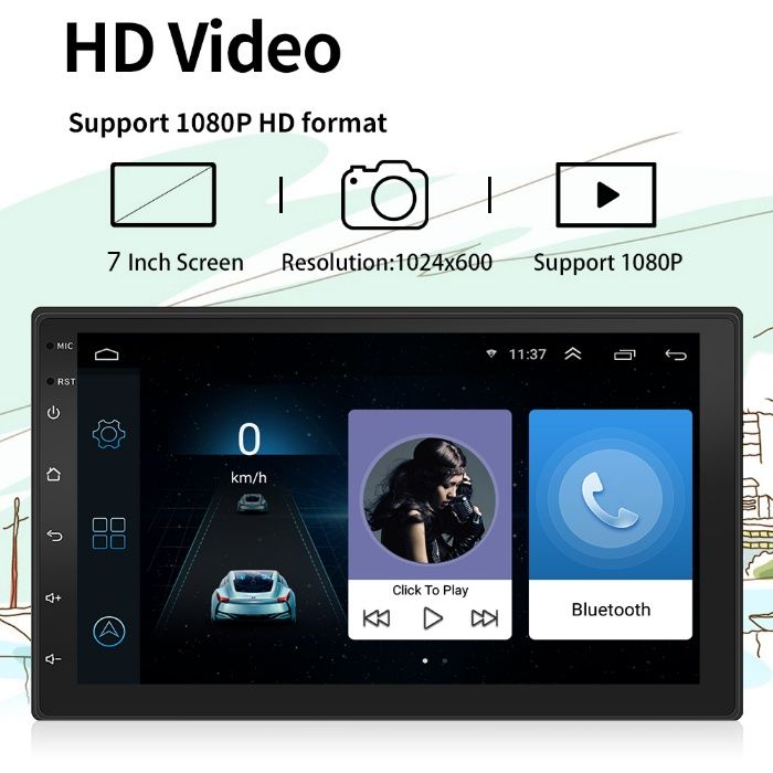 GPS навигация 7", Wi-FI, Android 11 , 7216 Double Din, Мултимедия 2DIN