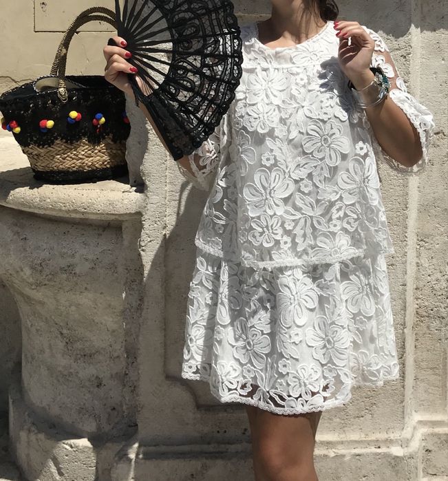 Оригинална дантелена рокля Ermanno Scervino, XS/S или 12 години