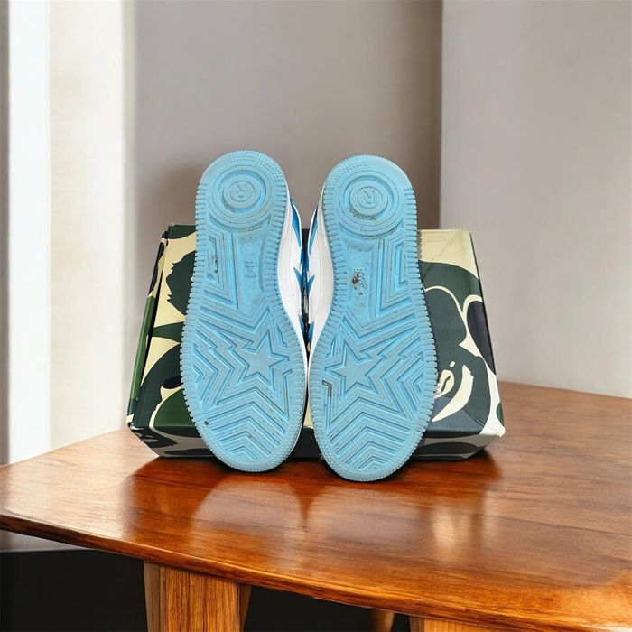 A Bathing Ape Bape Sta Patent Leather Blue White