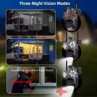 WiFi безжична IP камера с 3 обектива, iCSee, микрофон, проследяване