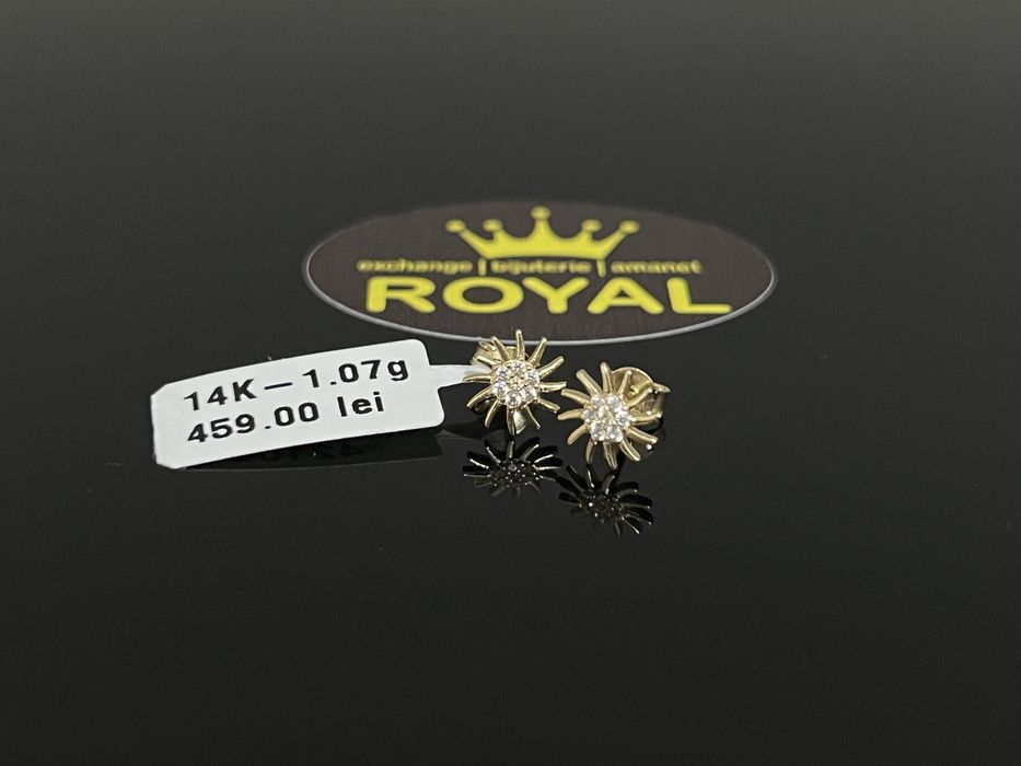 Bijuteria Royal CB : Cercei soare aur 14k 1,07 grame