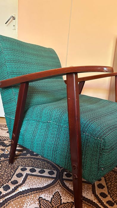 set de 4 fotolii vintage în stil Mid-Century Modern (anii '70-80), verde smarald