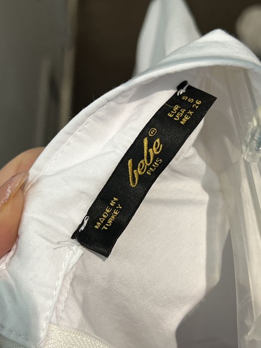 Camasa alba Bebe Plus oversized cu accesorii la guler