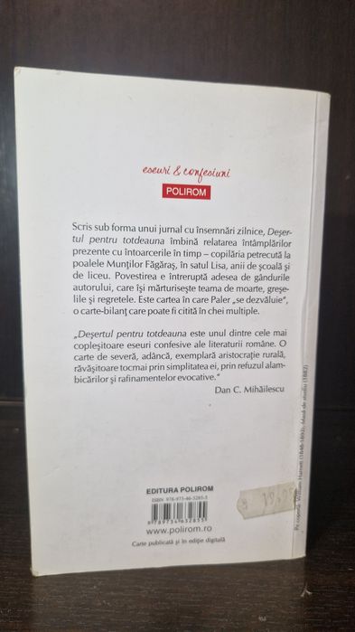 ,,Deșertul pentru totdeauna"-Octavian Paler