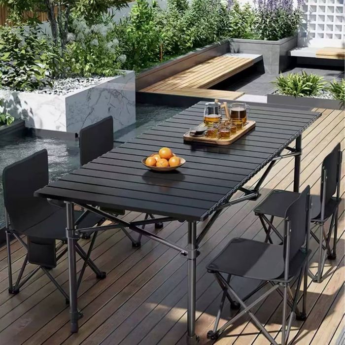 Пикник стол складной + 4 стула чёрный комплект