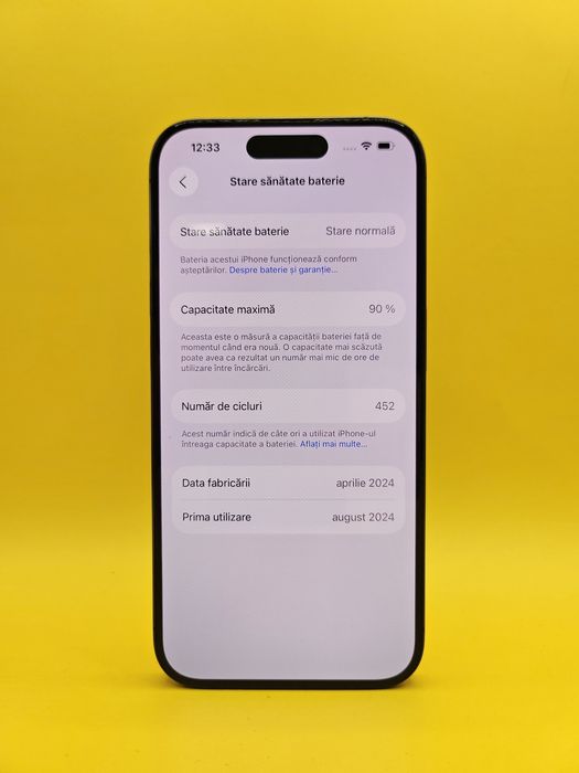 iPhone 15 Pro 128 GB Black Titanium Sănătate Baterie 90%