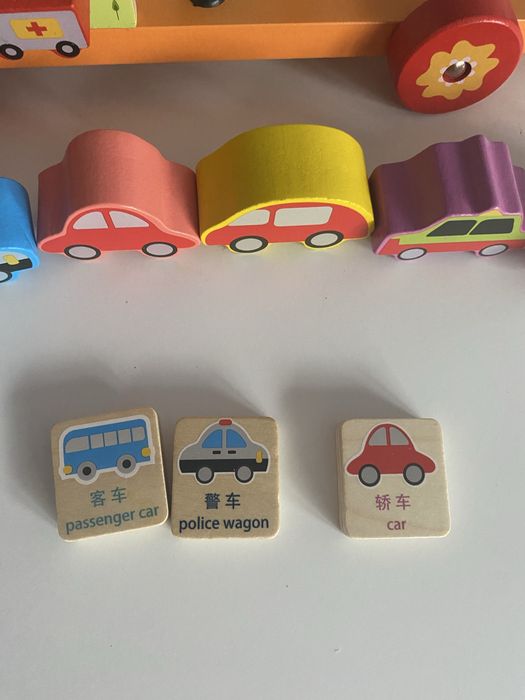 Дървен камион 7 в 1, сортер 22652, низанка, лабиринт