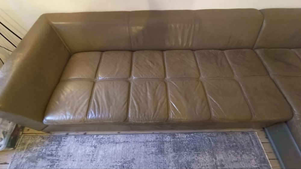 Италиянски кожен ъглов диван