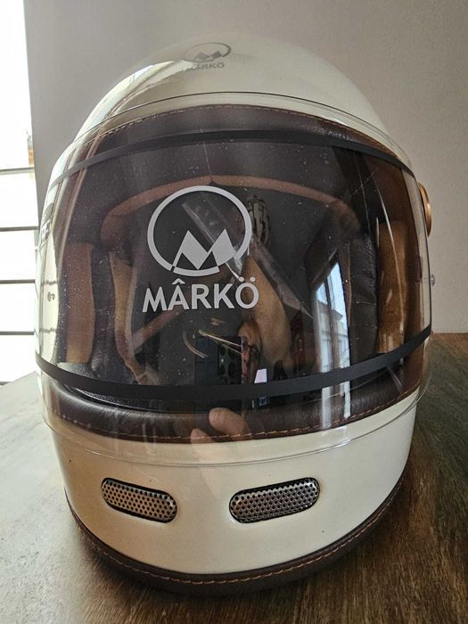 Casca moto MARKO Full Moon vintage classic XL crem Made In France