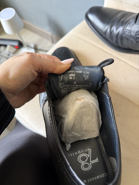 Pantofi bărbați Bugatti negri cu șiret din piele naturală