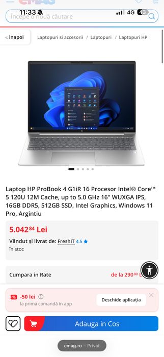 HP ProBook 4 G1iR 16” i5 120U 16GB/512GB SSD – Nou