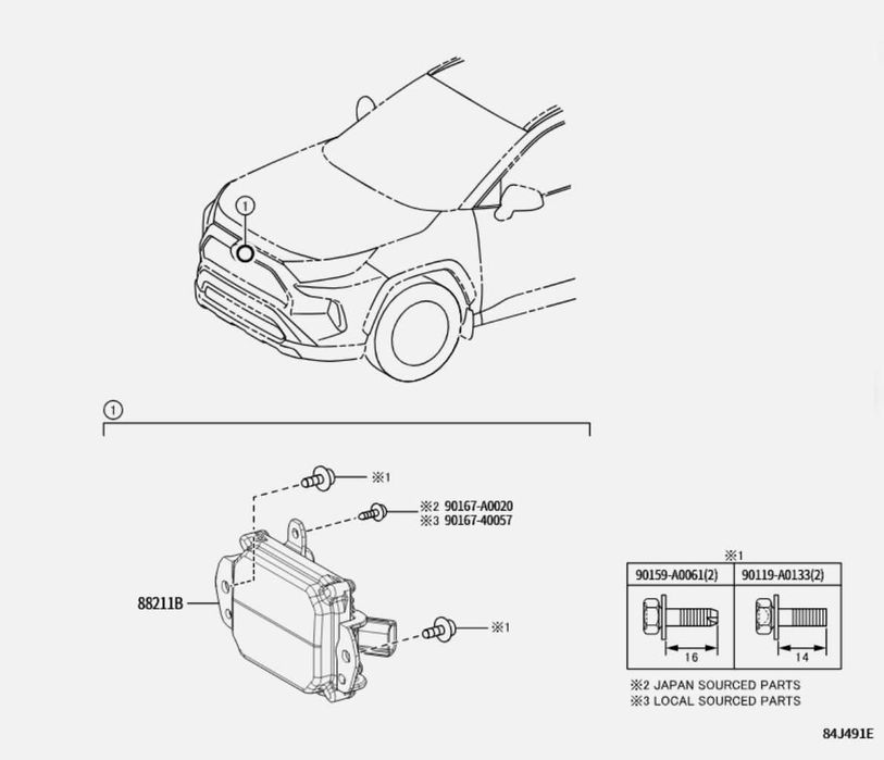 Адаптивен дистроник за Toyota Rav4 2022 - 2024 Оригинален номер 88210-0R040