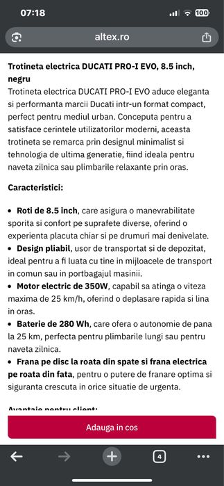 Trotineta Electrica Ducati PRO-I EVO