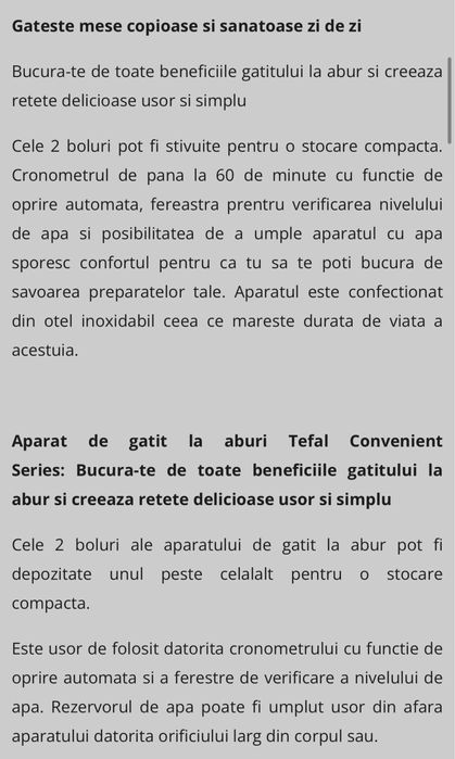 Aparat de gatit cu aburi Tefal VC145130, 900W, 6 L