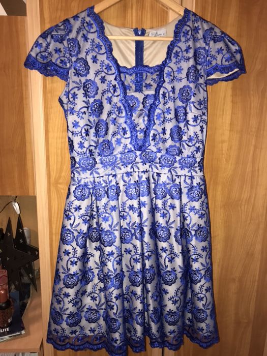 Rochie eleganta BabyDoll dantela albastra