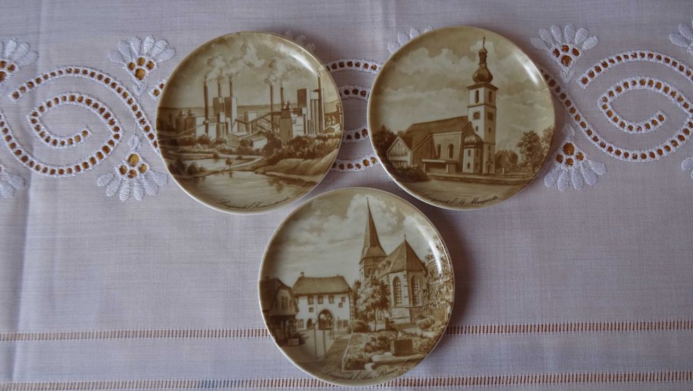 Автентични шест чинии Kaiser W.  Dammann порцелан кафява гама