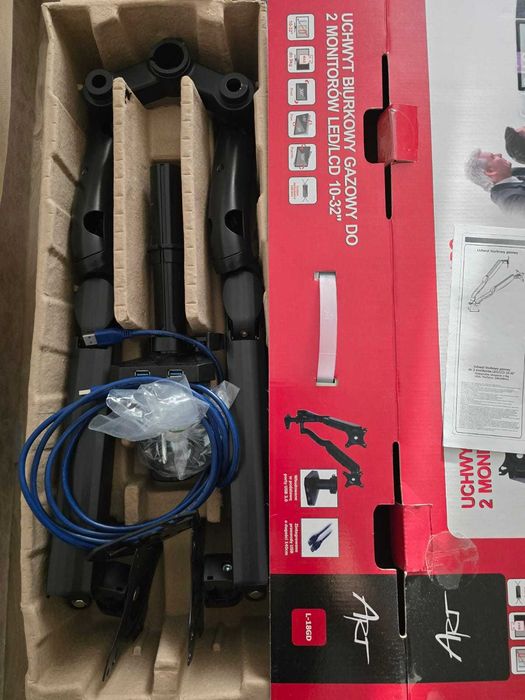 Suport birou 2 monitoare, 9 kg pe brat, 2 porturi USB 3.0