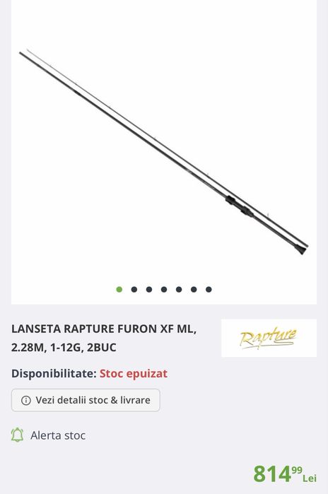 Combo Lanseta spinning Rapture Furon 1-12 gr extra-fast + mulineta daiwa ninja LT 2500 + fir textil momoi