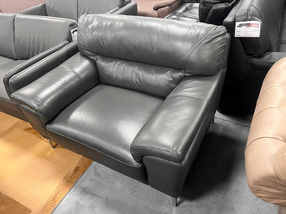 Сив кожен фотьойл