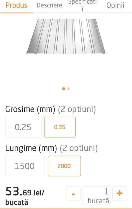 Tabla cutată 200x96x0.35 aproximativ 80 bucați