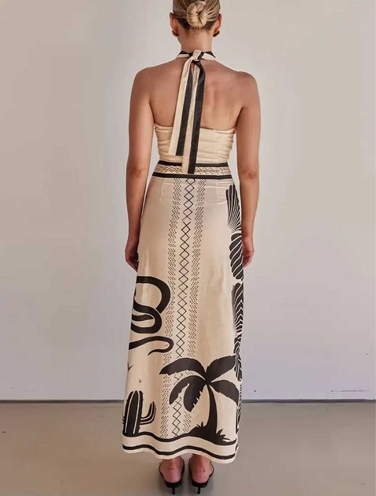 Рокля гръцка, гол гръб, морски мотиви, S размер