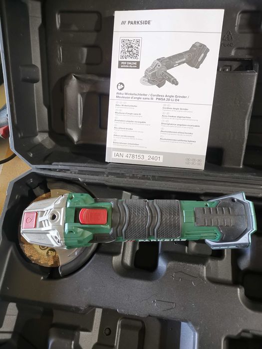 Polizor unghiular fara fir PARKSIDE PWSA 20-Li D4, 20 V,