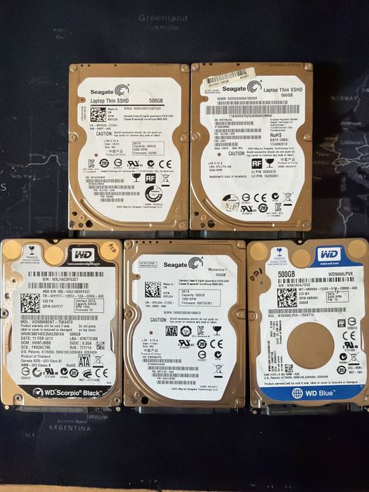 Lot 5 buc hdd laptop, 5x500gb testate cu viata 100%