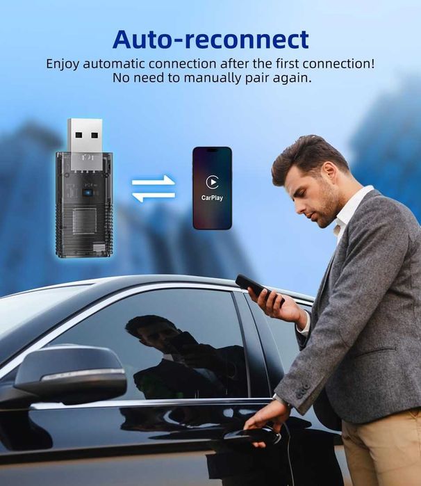 Мини WiFi Адаптер за безжична връзка с CarPlay / AndroidAuto.